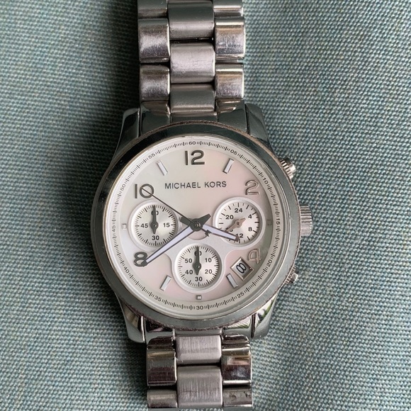 Michael Kors Accessories - Michael Kors Silver & Opal Face Watch